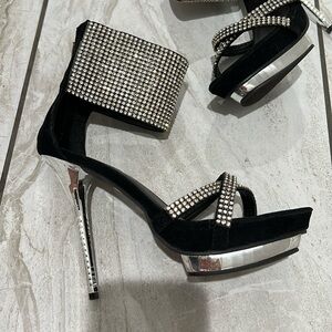 Rhinestone black heels